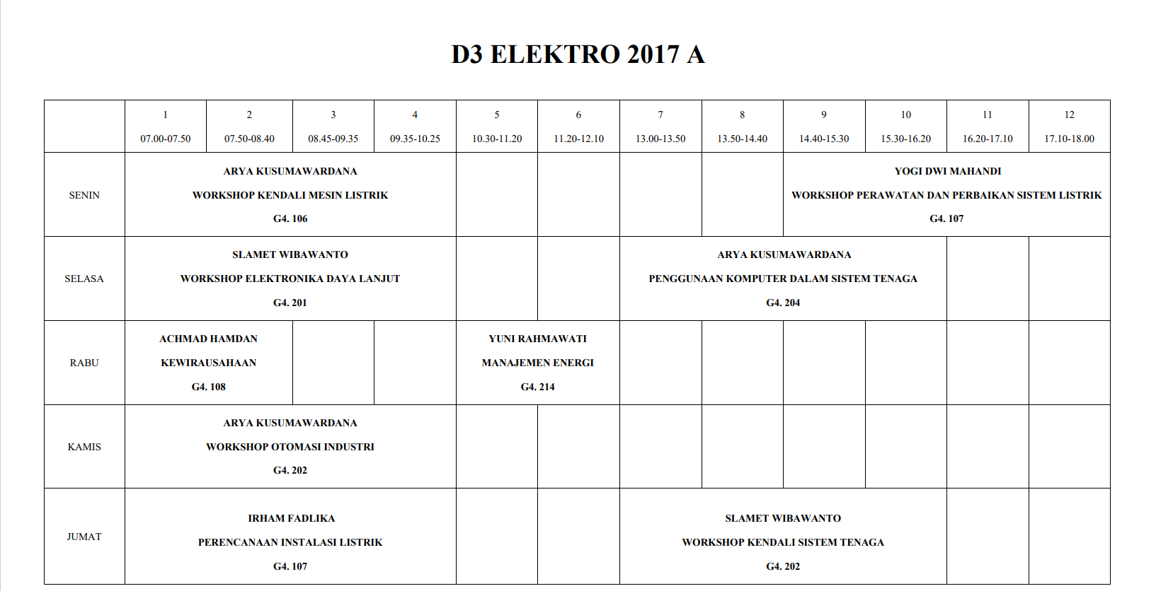 (Revisi 21-8-2019) Jadwal Kuliah Departemen Teknik Elektro dan Informatika Semester Ganjil 2019/2020